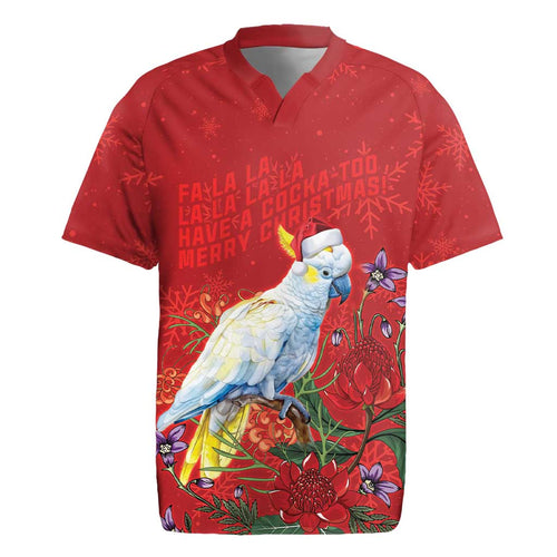 Merry Cocka-mas Rugby Jersey Australia Christmas Red Art - Aussie Hoodie