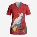 Merry Cocka-mas Scrub Top Australia Christmas Red Art - Aussie Hoodie