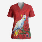 Merry Cocka-mas Scrub Top Australia Christmas Red Art - Aussie Hoodie