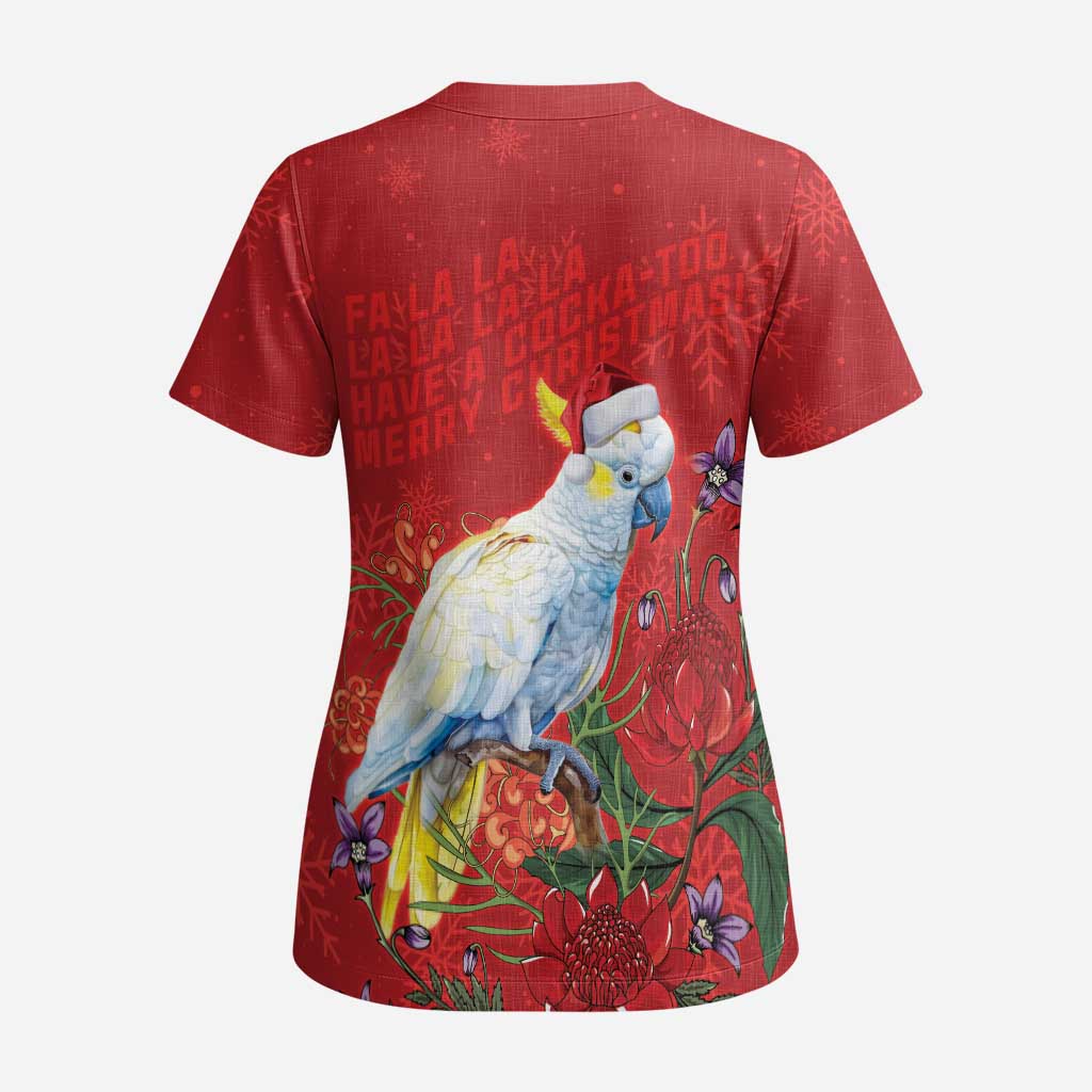 Merry Cocka-mas Scrub Top Australia Christmas Red Art - Aussie Hoodie