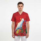 Merry Cocka-mas Scrub Top Australia Christmas Red Art - Aussie Hoodie