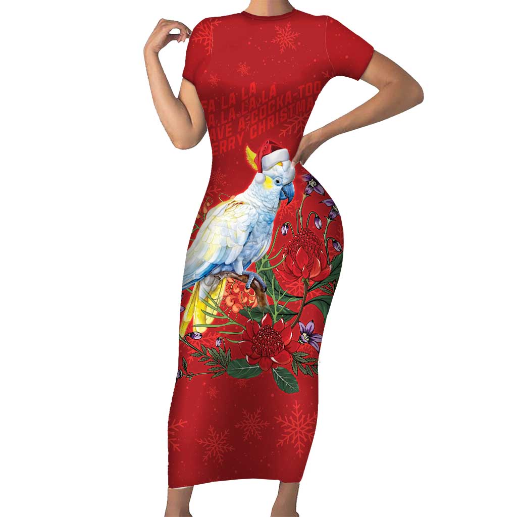 Merry Cocka-mas Short Sleeve Bodycon Dress Australia Christmas Red Art - Aussie Hoodie