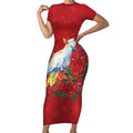 Merry Cocka-mas Short Sleeve Bodycon Dress Australia Christmas Red Art - Aussie Hoodie