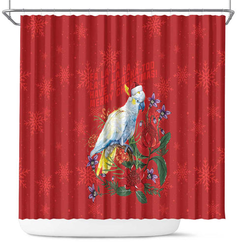 Merry Cocka-mas Shower Curtain Australia Christmas Red Art - Aussie Hoodie