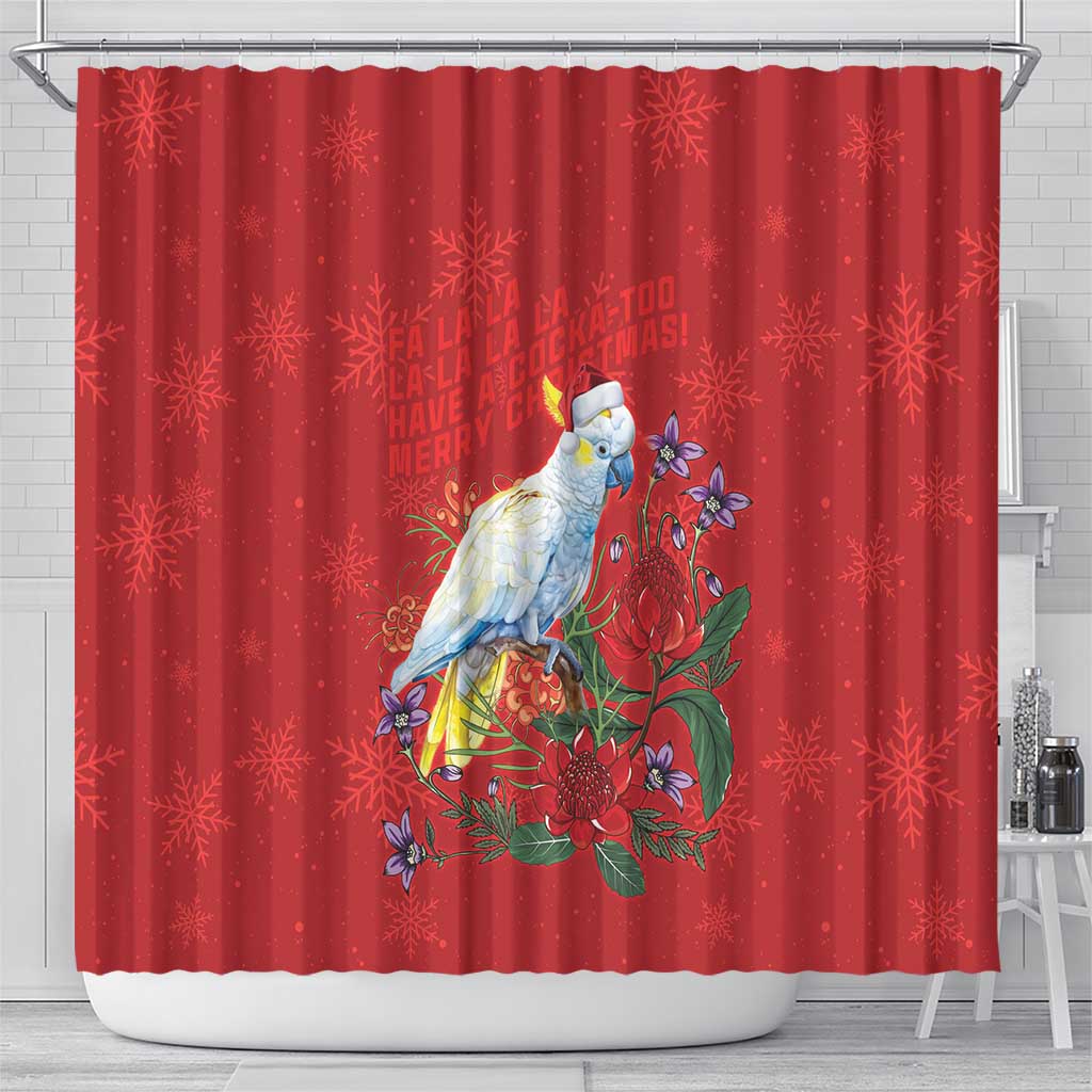 Merry Cocka-mas Shower Curtain Australia Christmas Red Art - Aussie Hoodie