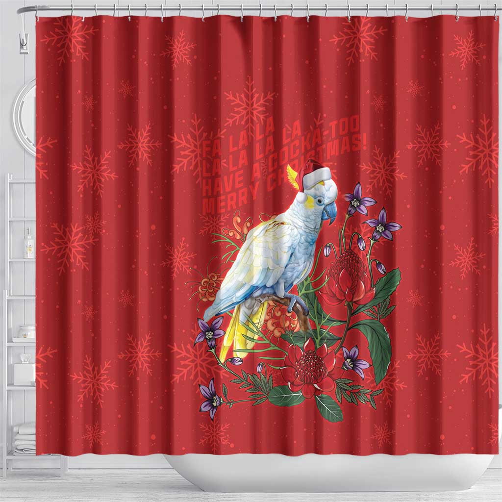 Merry Cocka-mas Shower Curtain Australia Christmas Red Art - Aussie Hoodie