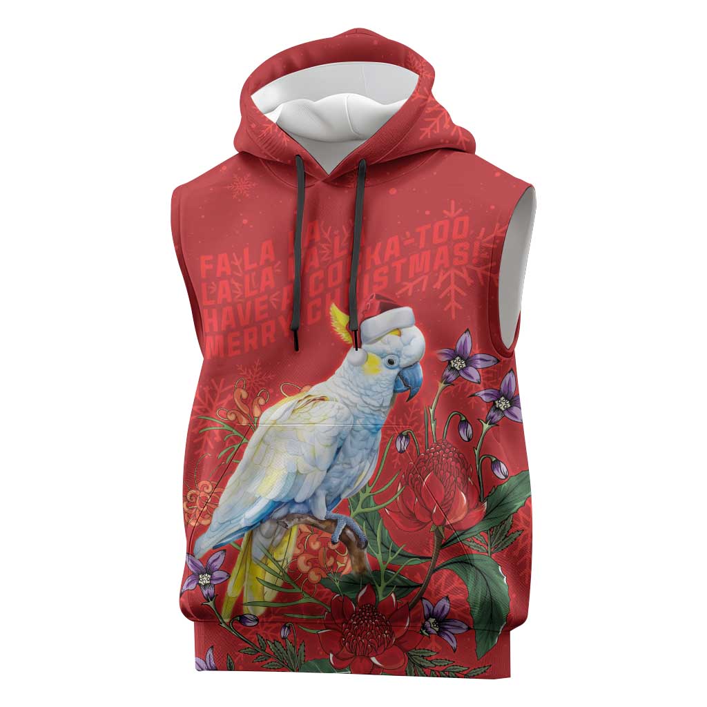 Merry Cocka-mas Sleeveless Hoodie Australia Christmas Red Art - Aussie Hoodie