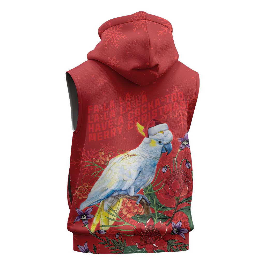 Merry Cocka-mas Sleeveless Hoodie Australia Christmas Red Art - Aussie Hoodie