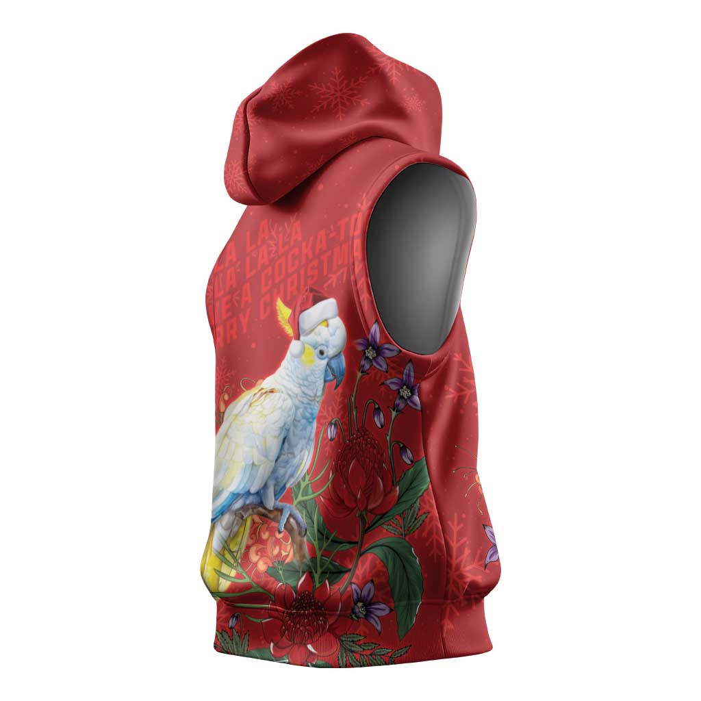 Merry Cocka-mas Sleeveless Hoodie Australia Christmas Red Art - Aussie Hoodie
