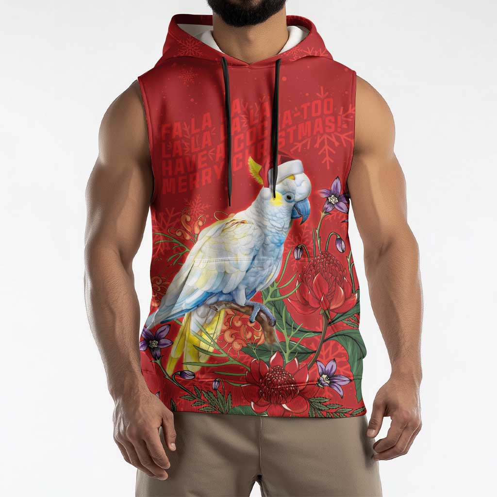 Merry Cocka-mas Sleeveless Hoodie Australia Christmas Red Art - Aussie Hoodie