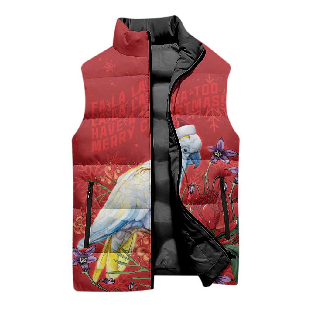 Merry Cocka-mas Sleeveless Puffer Jacket Australia Christmas Red Art - Aussie Hoodie