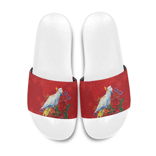 Merry Cocka-mas Slide Sandals Australia Christmas Red Art - Aussie Hoodie