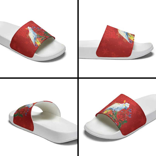 Merry Cocka-mas Slide Sandals Australia Christmas Red Art - Aussie Hoodie