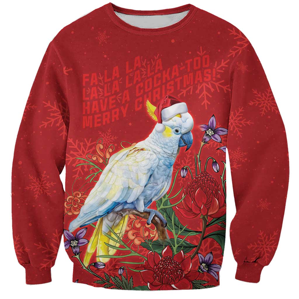 Merry Cocka-mas Sweatshirt Australia Christmas Red Art - Aussie Hoodie