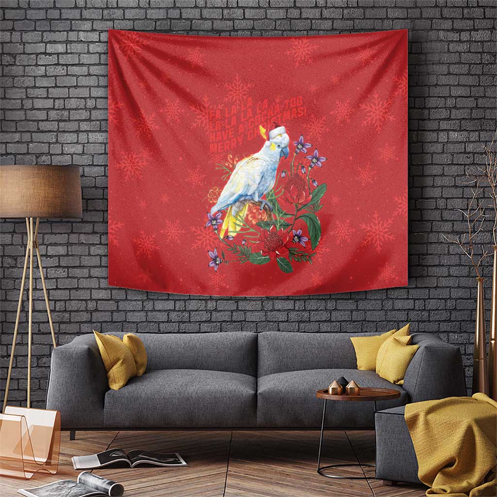 Merry Cocka-mas Tapestry Australia Christmas Red Art - Aussie Hoodie