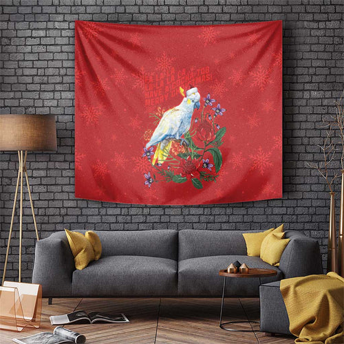 Merry Cocka-mas Tapestry Australia Christmas Red Art - Aussie Hoodie