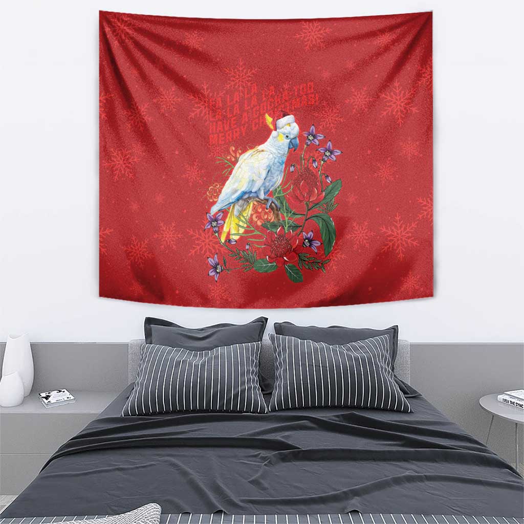 Merry Cocka-mas Tapestry Australia Christmas Red Art - Aussie Hoodie