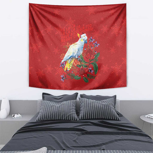 Merry Cocka-mas Tapestry Australia Christmas Red Art - Aussie Hoodie