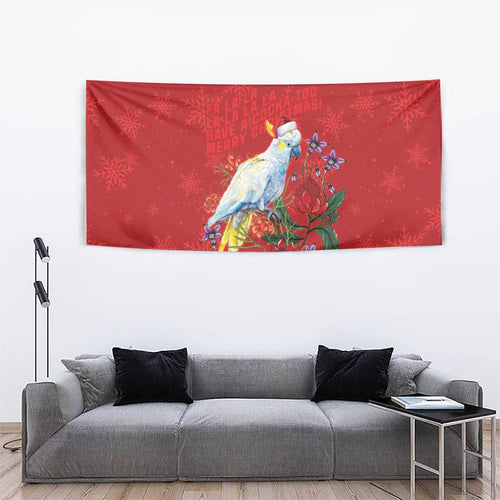 Merry Cocka-mas Tapestry Australia Christmas Red Art - Aussie Hoodie