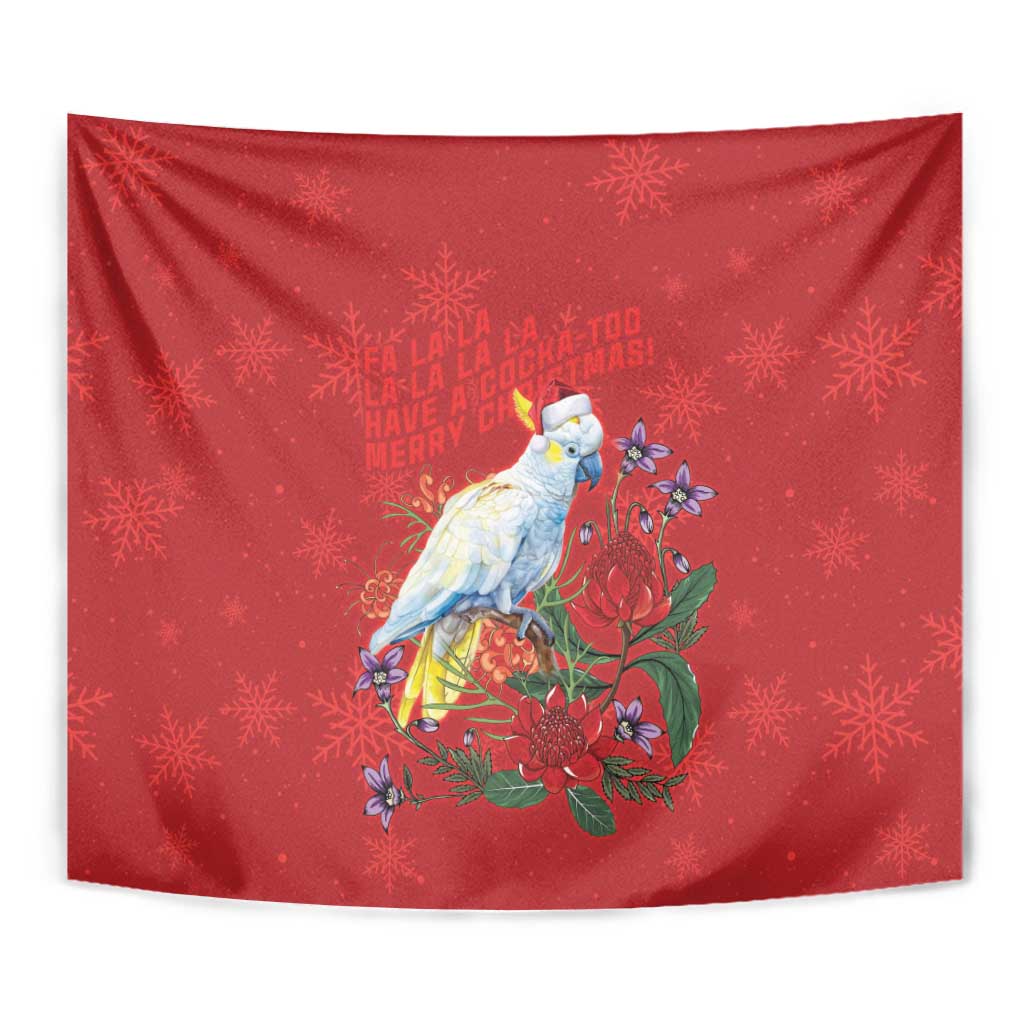 Merry Cocka-mas Tapestry Australia Christmas Red Art - Aussie Hoodie