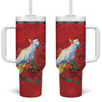 Merry Cocka-mas Tumbler With Handle Australia Christmas Red Art - Aussie Hoodie