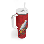Merry Cocka-mas Tumbler With Handle Australia Christmas Red Art - Aussie Hoodie