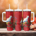 Merry Cocka-mas Tumbler With Handle Australia Christmas Red Art - Aussie Hoodie