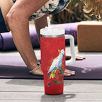 Merry Cocka-mas Tumbler With Handle Australia Christmas Red Art - Aussie Hoodie
