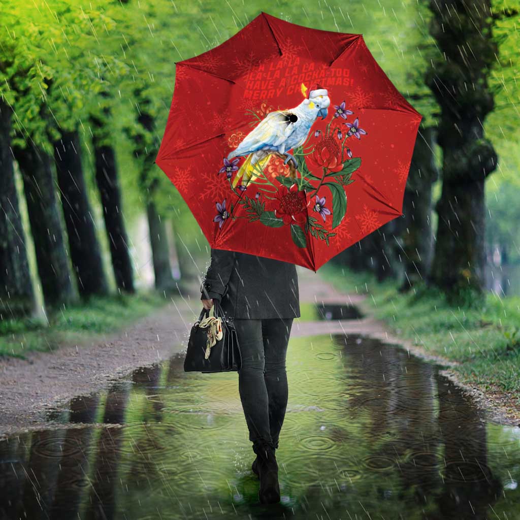 Merry Cocka-mas Umbrella Australia Christmas Red Art - Aussie Hoodie