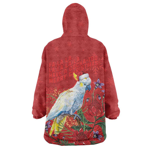 Merry Cocka-mas Wearable Blanket Hoodie Australia Christmas Red Art - Aussie Hoodie