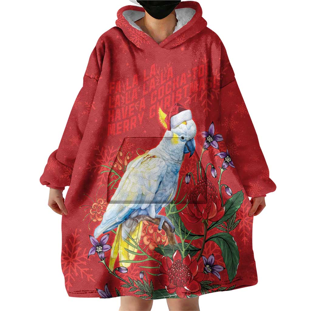 Merry Cocka-mas Wearable Blanket Hoodie Australia Christmas Red Art - Aussie Hoodie