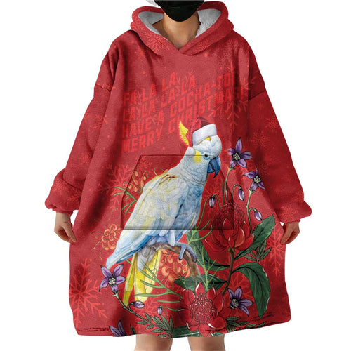 Merry Cocka-mas Wearable Blanket Hoodie Australia Christmas Red Art - Aussie Hoodie
