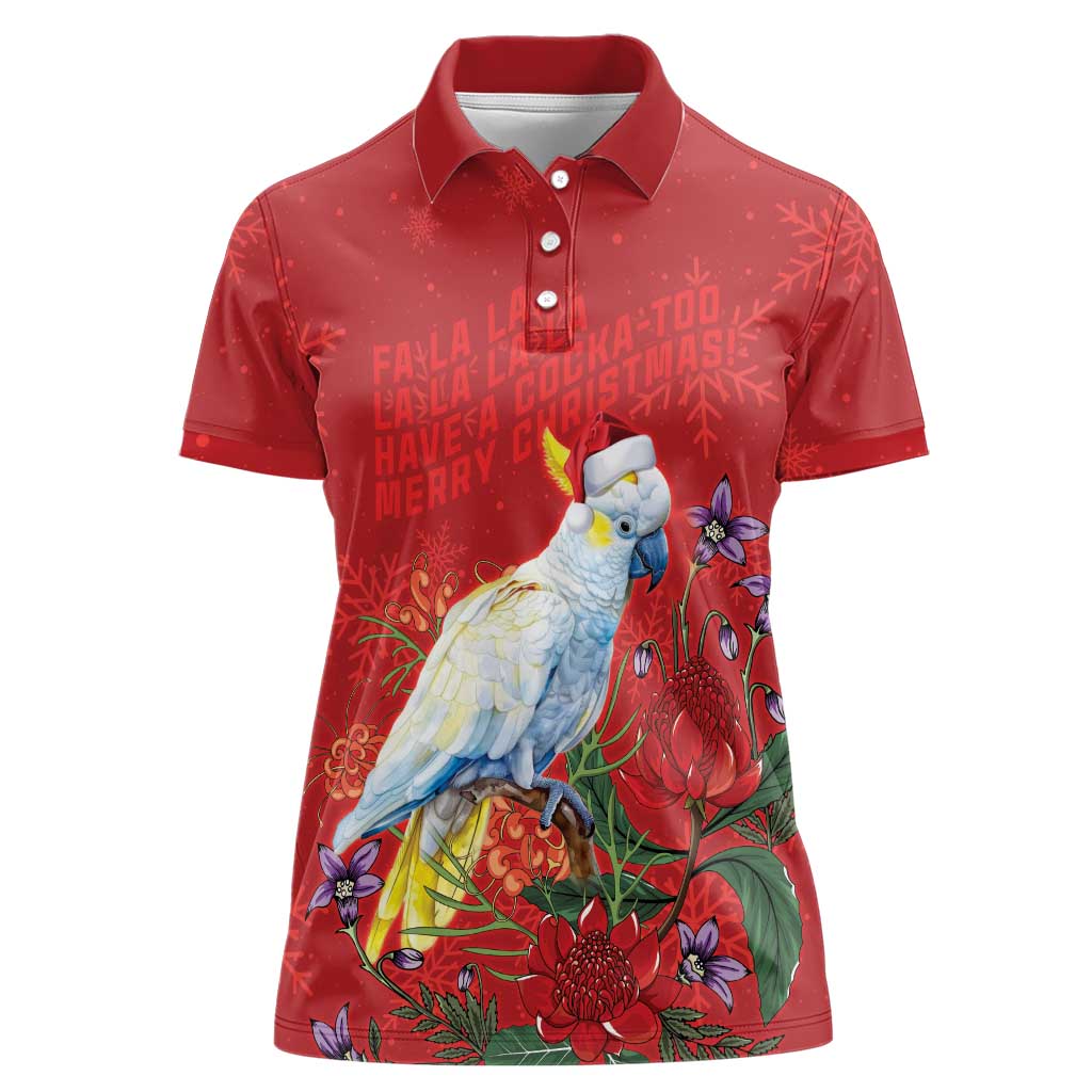 Merry Cocka-mas Women Polo Shirt Australia Christmas Red Art - Aussie Hoodie