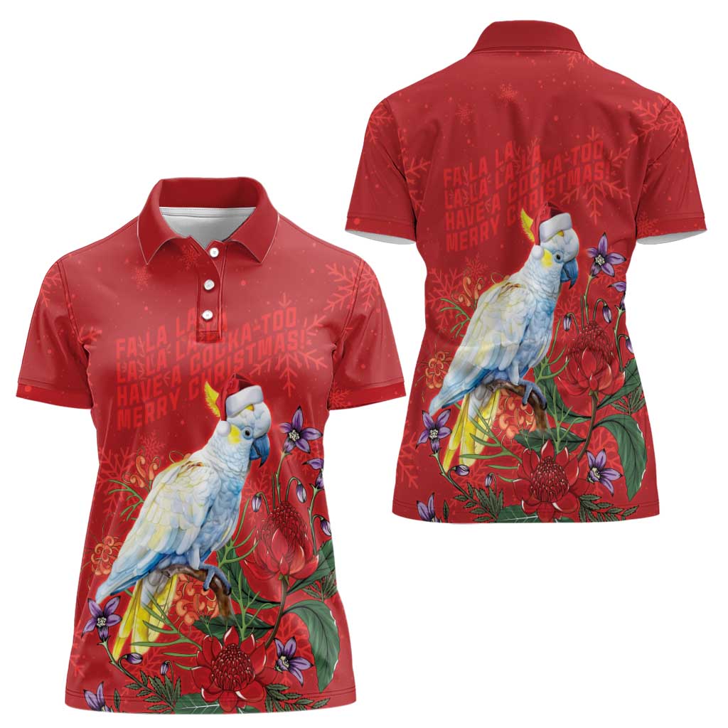 Merry Cocka-mas Women Polo Shirt Australia Christmas Red Art - Aussie Hoodie