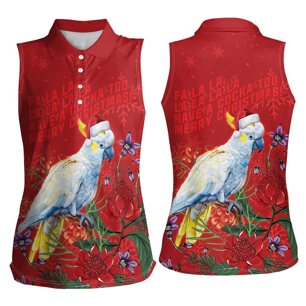 Merry Cocka-mas Women Sleeveless Polo Shirt Australia Christmas Red Art - Aussie Hoodie