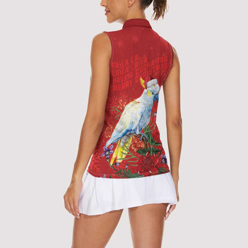 Merry Cocka-mas Women Sleeveless Polo Shirt Australia Christmas Red Art - Aussie Hoodie