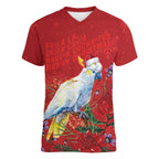 Merry Cocka-mas Women V-Neck T-Shirt Australia Christmas Red Art - Aussie Hoodie