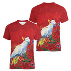 Merry Cocka-mas Women V-Neck T-Shirt Australia Christmas Red Art - Aussie Hoodie