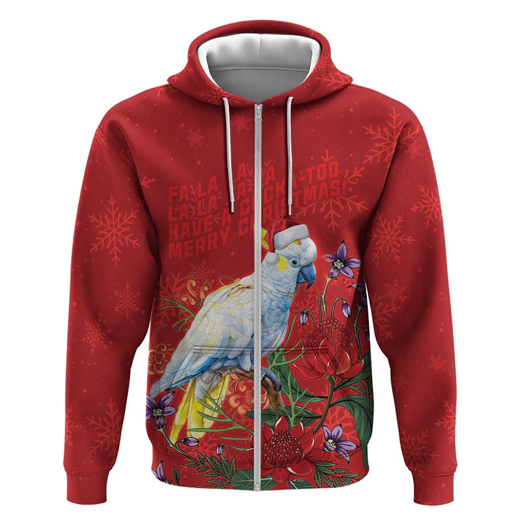 Merry Cocka-mas Zip Hoodie Australia Christmas Red Art - Aussie Hoodie