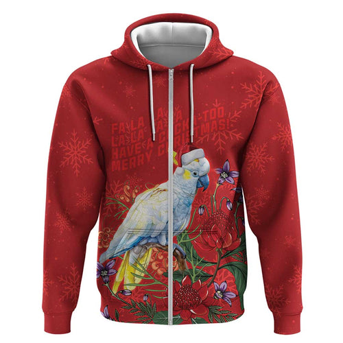Merry Cocka-mas Zip Hoodie Australia Christmas Red Art - Aussie Hoodie