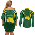 Australia Day 26 January Personalised Couples Matching Off Shoulder Short Dress and Long Sleeve Button Shirt With National Color