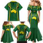 Australia Day 26 January Personalised Family Matching Mermaid Dress and Hawaiian Shirt With National Color