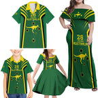 Australia Day 26 January Personalised Family Matching Off Shoulder Maxi Dress and Hawaiian Shirt With National Color