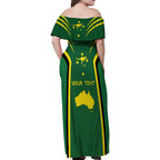 Australia Day 26 January Personalised Family Matching Off Shoulder Maxi Dress and Hawaiian Shirt With National Color
