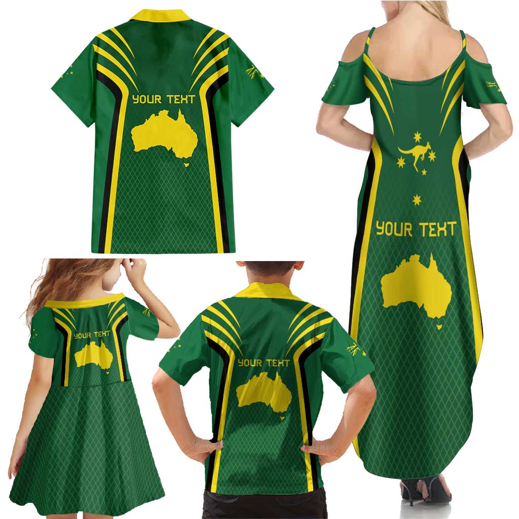 Australia Day 26 January Personalised Family Matching Summer Maxi Dress and Hawaiian Shirt With National Color