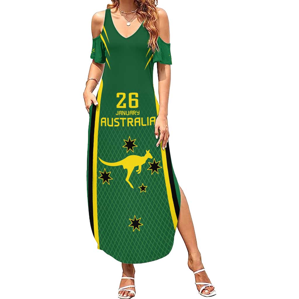 Australia Day 26 January Personalised Family Matching Summer Maxi Dress and Hawaiian Shirt With National Color