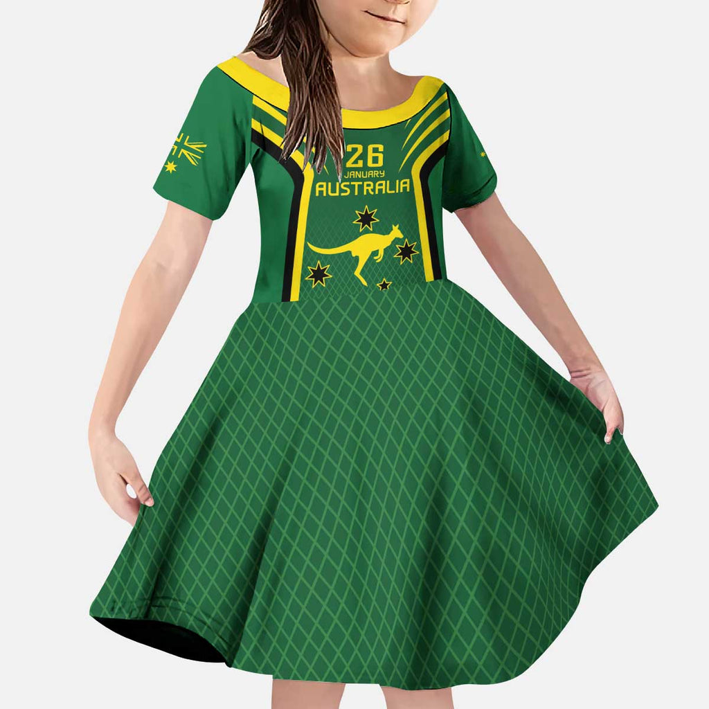 Australia Day 26 January Personalised Kid Short Sleeve Dress With National Color