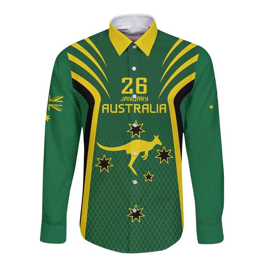 Australia Day 26 January Personalised Long Sleeve Button Shirt With National Color
