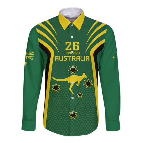 Australia Day 26 January Personalised Long Sleeve Button Shirt With National Color