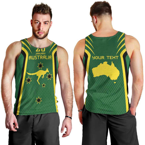 Australia Day 26 January Personalised Men Tank Top With National Color